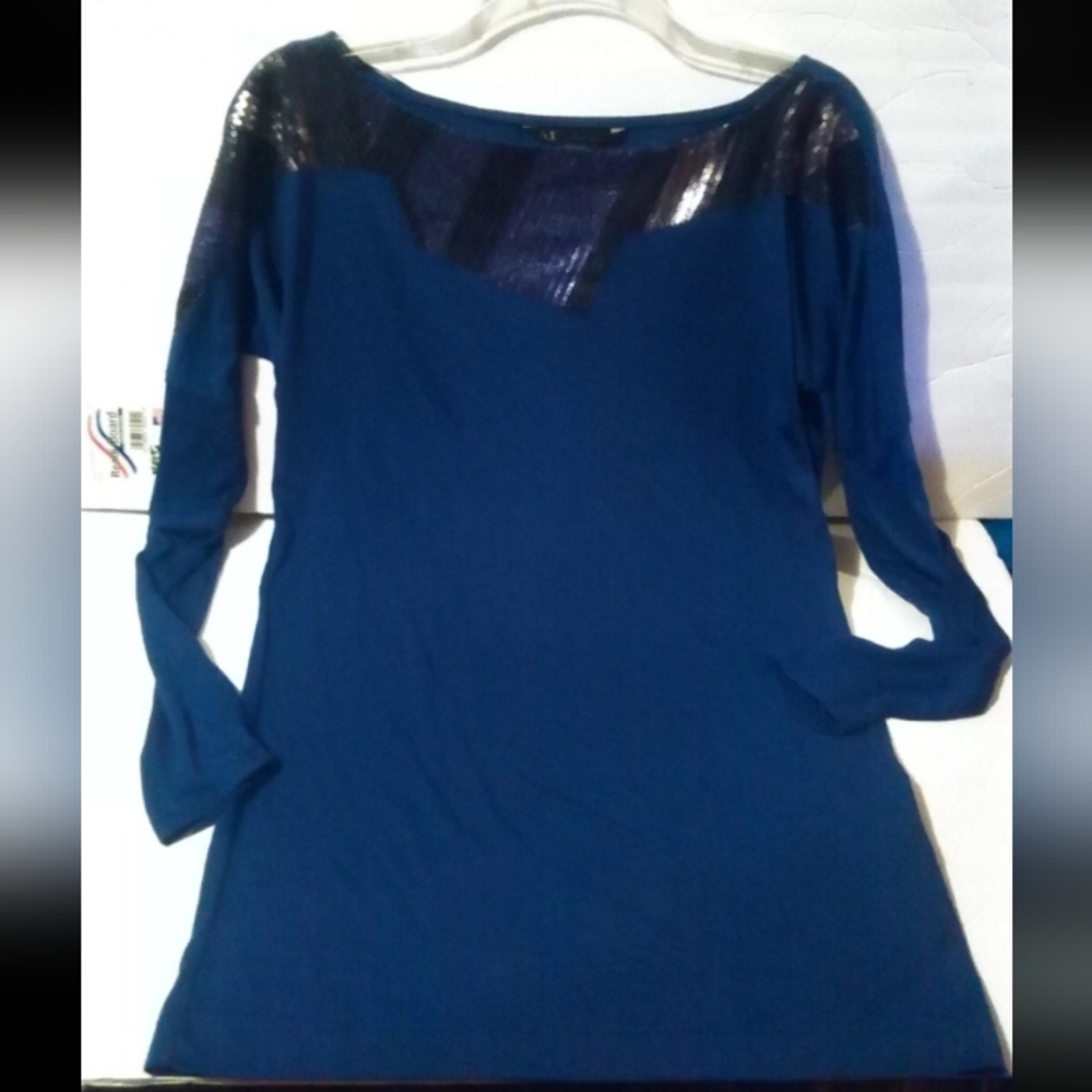 Armani Exchange Navy Sequin Blouse